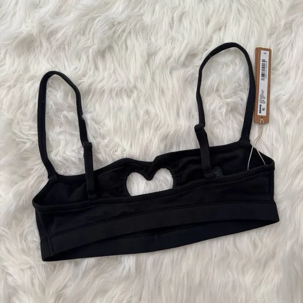 Skims Cotton Jersey Heart Scoop Bralette Soot Size XS - Image 8