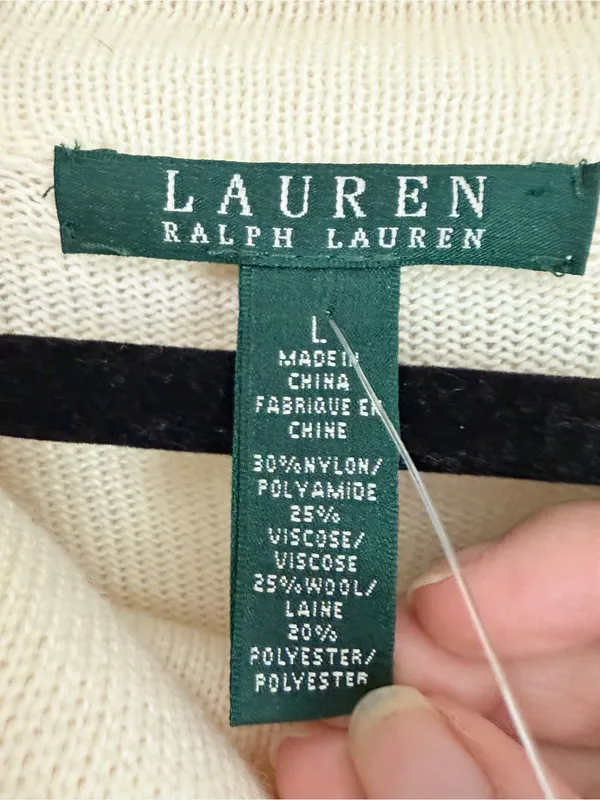 Lauren Ralph Lauren wool blend pullover sweater size large cream - Image 2