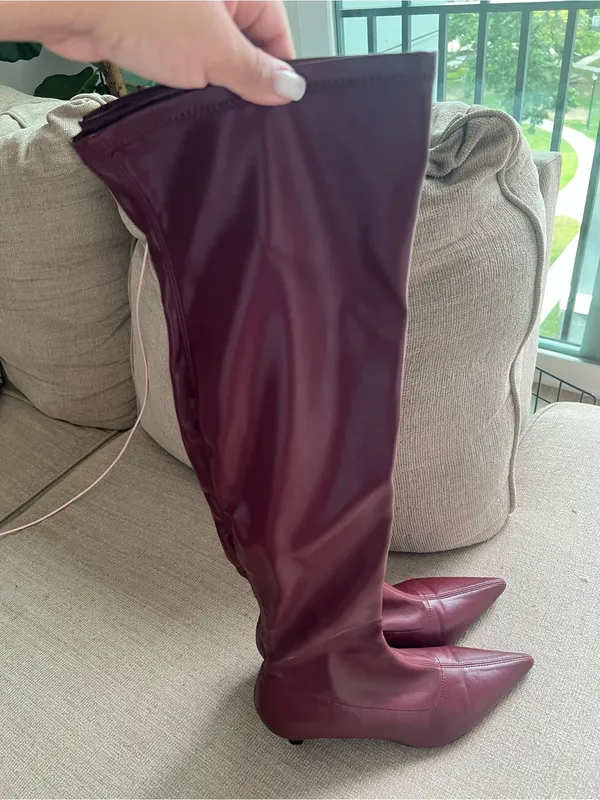 Madden Girl Deserai Burgundy Over The Knee Boots Women’s 8.5 Pointed Toe Heels - Image 9
