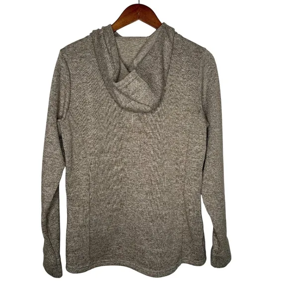 Columbia Women's Fleece‎ 1/4 button hooded Sweater pullover tan Sz L - Image 3