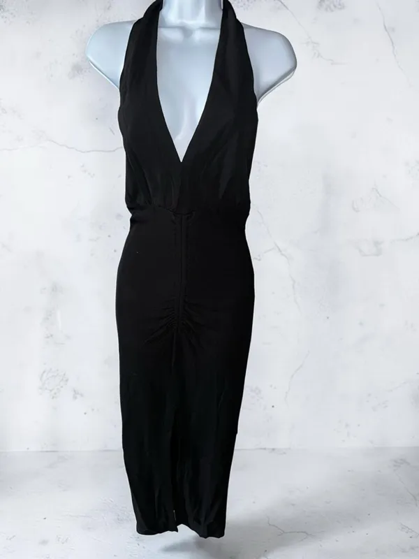 IRO- Rubini Halter Ruched Maxi Dress in Black Size XS - Image 6
