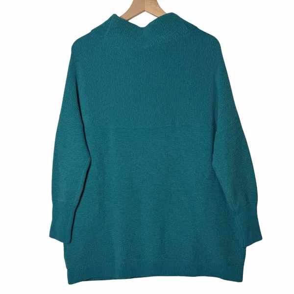 Free People Teal Blue Ottoman Slouchy Tunic Cowl Neck Ribbed Sweater Size S - Image 2