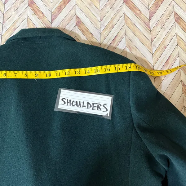 Vtg Wool Cashmere‎ Blend Blazer Dark Green Women 16 Pea Coat Single Breasted - Image 15