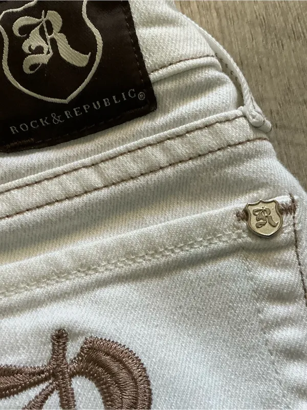 Y2K Rock & Republic low rise Cosbie brew white straight jeans size 24 - Image 7