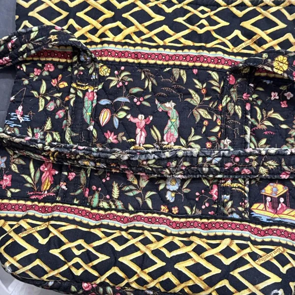 Vera Bradley Iconic Small Tote Bag MING Black Bamboo Floral Quilted Y2K Purse‎ - Image 14