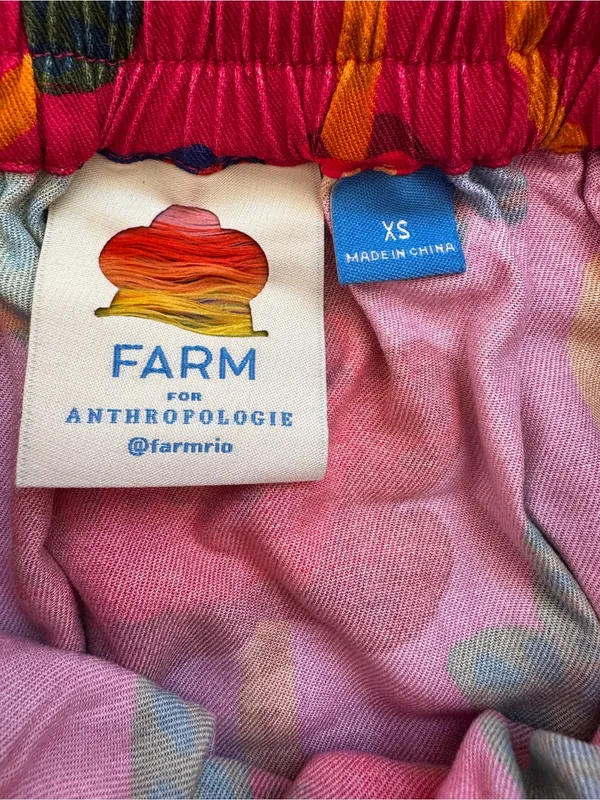 FARM Rio for Anthropologie Pink Bird Mushroom Floral Maxi Skirt XS - Image 7