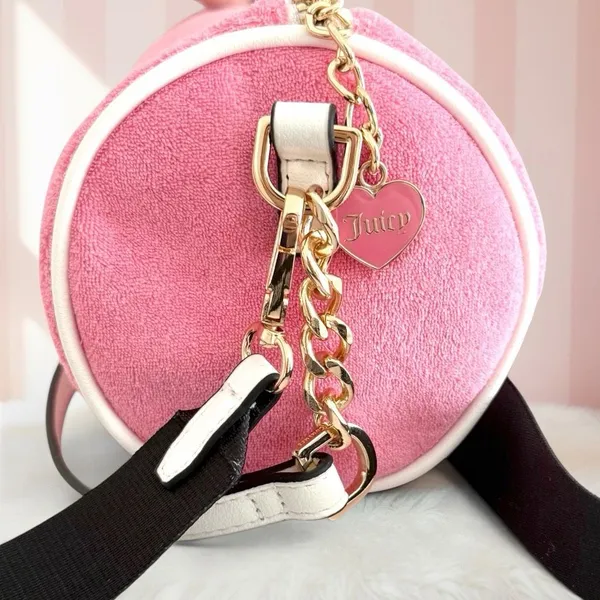 Juicy Couture Pink Strawberry Sweet n Juicy Barrel Bag w/ coin pouch Crossbody - Image 5