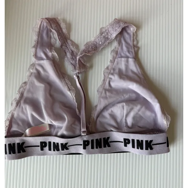 PINK Victoria's Secret Lace Bralette Racerback Light Purple Bra Size M‎ - Image 4