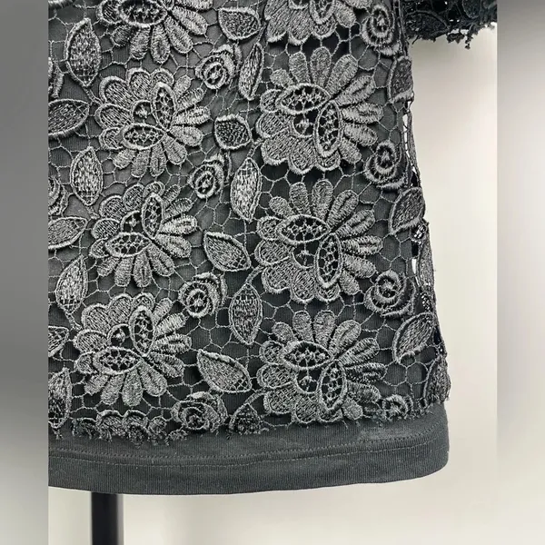 Reformation Black Misty Floral Embroidered‎ Lace Off the Shoulder Blouse - Image 2