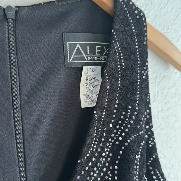 Alex Evenings Black Sleeveless Maxi Formal Dress Sparkle Event Wedding Party - Image 4