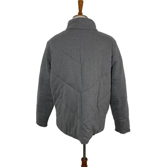 Three Dots Gray Full Zip Puffer Jacket Heather Pavement XL‎ Lightweight Quilted - Image 4