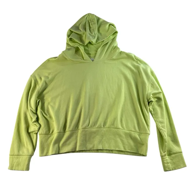Aerie Offline XL Cropped Boxy Hoodie Lime Neon Green Pullover Sweatshirt Women - Image 2