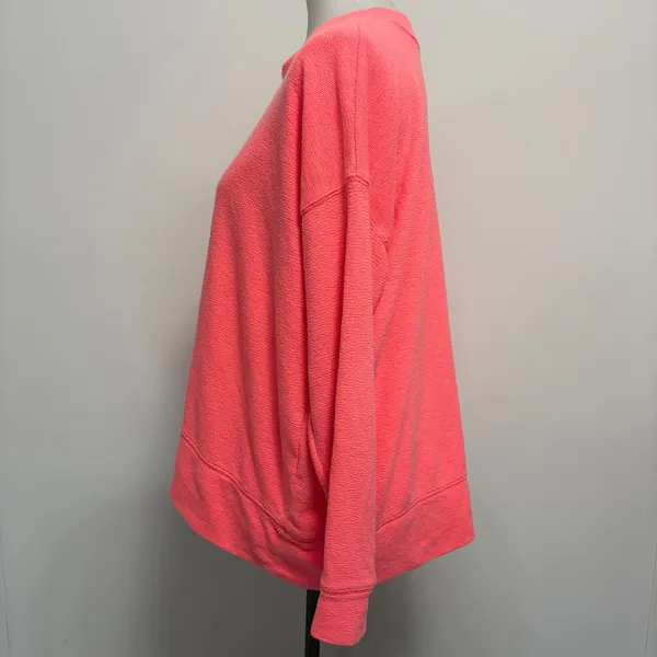 Aerie Sweatshirt Small Neon Coral Oversized Textured Terry Pullover Beach - Image 3