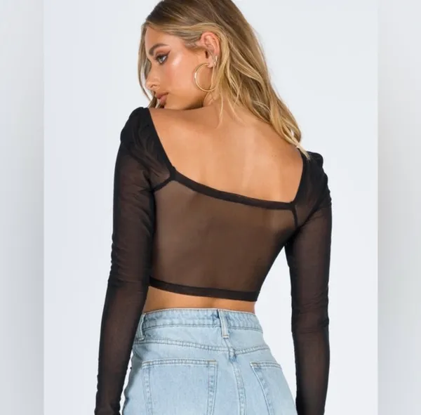Princess Polly Black Sheer Corset Top - Image 2
