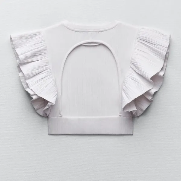 Zara Ruffled Ribbed T-Shirt - Image 2
