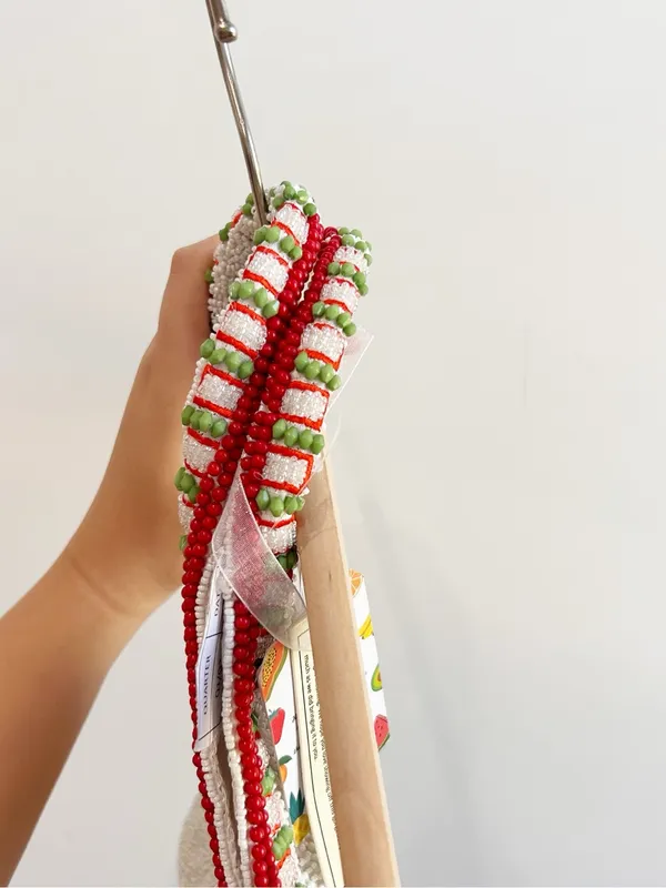 NWT Viral Aperol Spritz Beaded slouchy Shoulder Bag Handcrafted India hobo bag - Image 7