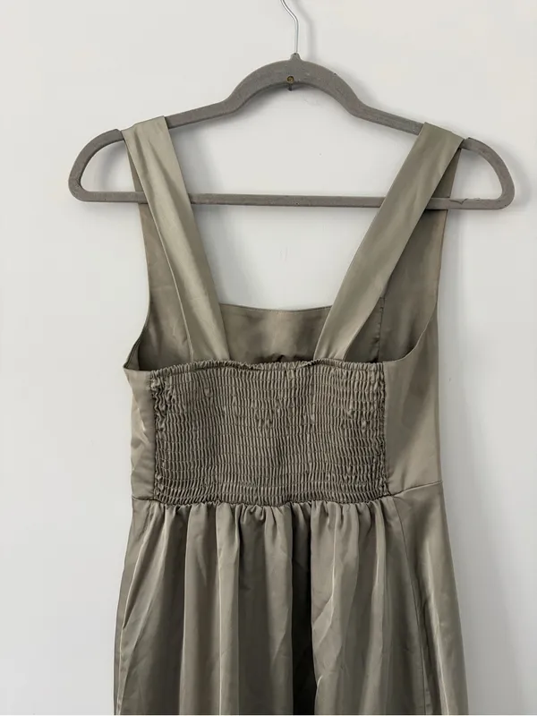 Show Me Your Mumu Claire Midi Boho Dress Moss Green Luxe Satin S - Image 7