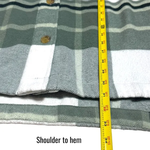Banana Republic‎ Ivory Green Plaid Oversized Shacket Holiday Woolblend M - Image 12