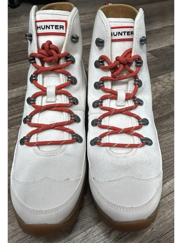 Hunter Boots Women’s 10 White Canvas Desert Commando Hiking Lug Sole EUC - Image 3