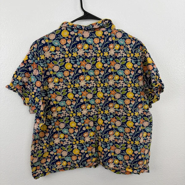 Crafted by Mahogany Pajamas Womens XL Blue Floral Print Cotton Short Sleeve Set - Image 7