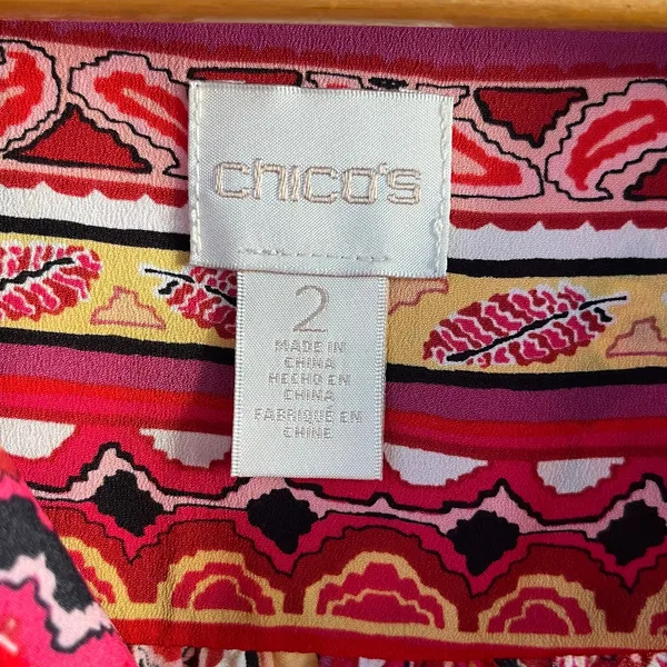 Chico's Women's Red Printed Tie Sleeve Blouse Size 2 (U.S. L) - Image 5