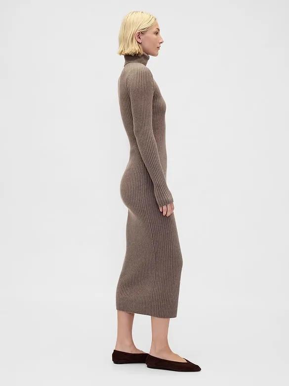 GAP CashSoft Turtleneck Maxi Sweater Dress Toasted Almond Brown NWOT - Image 3