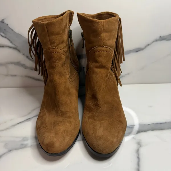 Sam Edelman Womens Brown Leather Louie Boots Sz 8.5 Fringe Western Boho Festival - Image 2