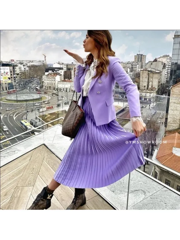 Zara Lavender pleated Midi Skirt - Image 3