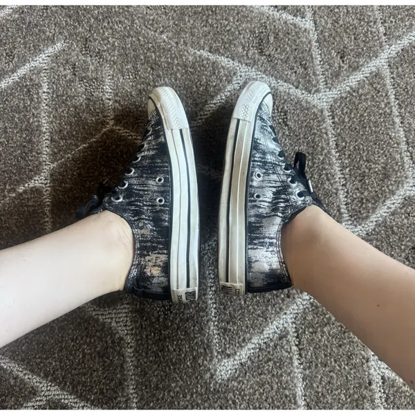 Women’s Converse All Star Tennis Shoes Silver Black Skater FAIR CONDITION - Image 3