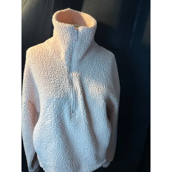 Champion C9 Womens Peach Pink Sherpa Fleece Quarter Zip Pullover Sweater Small‎ - Image 3