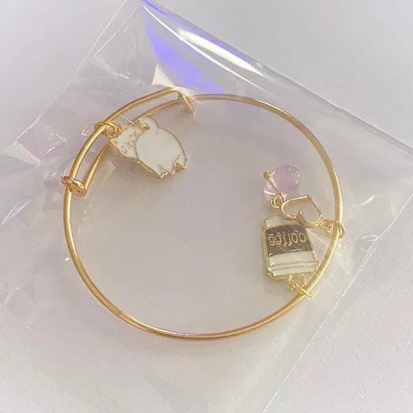 Handmade Kawaii cat coffee lover bracelet/bangle - Image 3