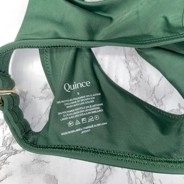 NWT Quince Palm Green Italian Plunge Bikini Swim Suit Top Women's Size Small - Image 7