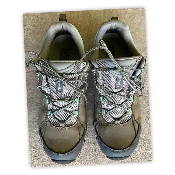 Oboz Sawtooth Low Waterproof Hiking Trail Shoes Womens US 9 Gray Green - Image 2