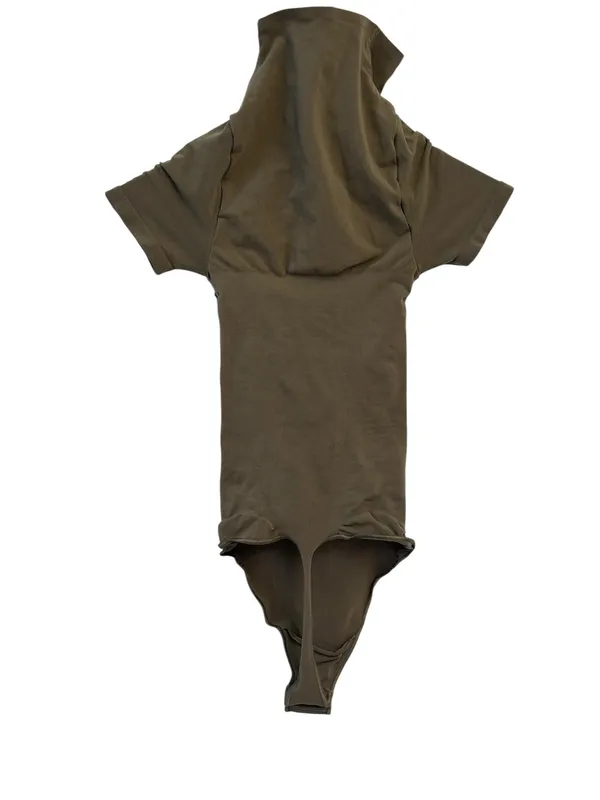 Skims Seamless Sculpt Zip Front T Shirt Thong Bodysuit Small Army NWOT - Image 4