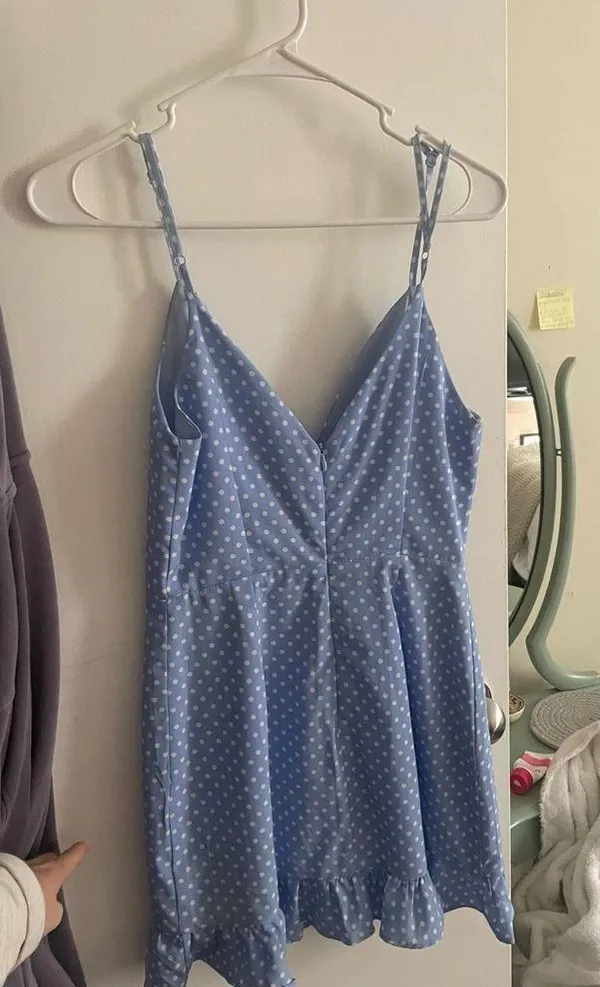 Revolve Super Down - Blue Polka dot Dress - Image 2