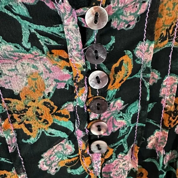 Free People See It Through Maxi Dress in Black Combo Large Floral Prairie Boho - Image 7