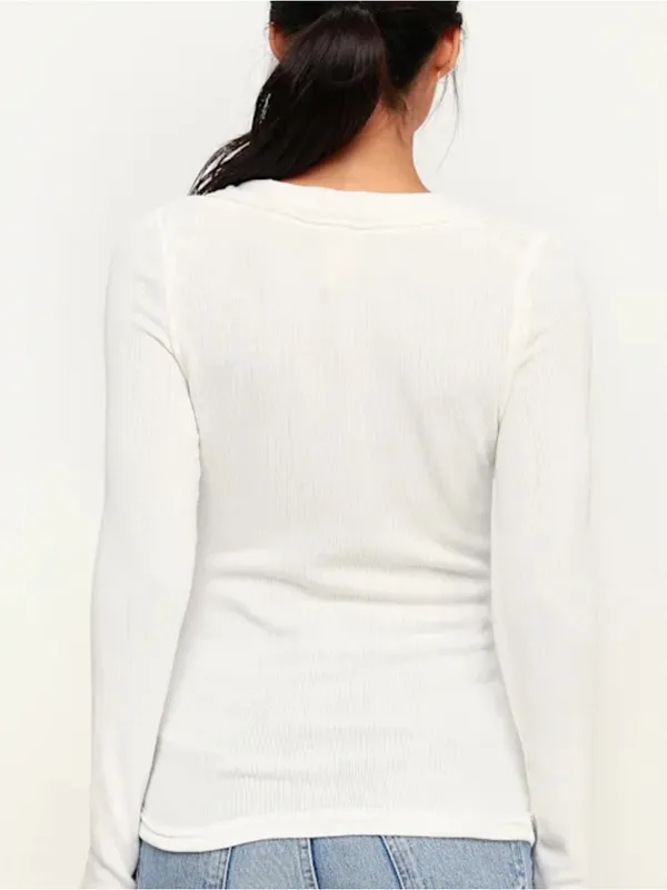 We The Free Ivory Button-Front Long Sleeve Top - Image 8
