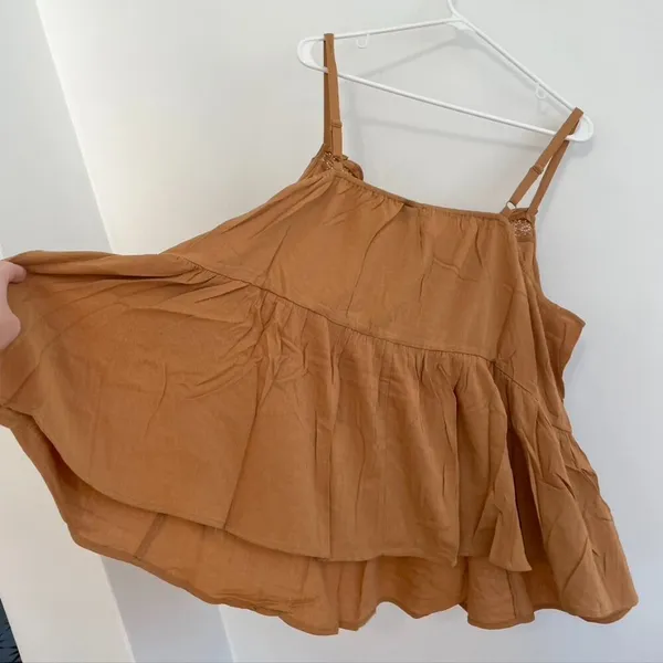 NEW NWT TORRID 3 Plus Size Crinkle Gauze Sleeveless Crochet Tank Tan Brown ish - Image 13