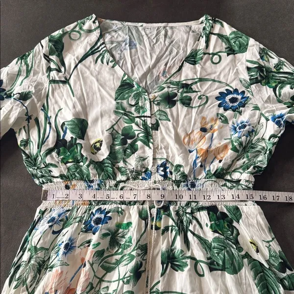 Women’s Floral Maxi Dress 3/4 Sleeve Empire Waist Button Front V-Neck Size XL - Image 6