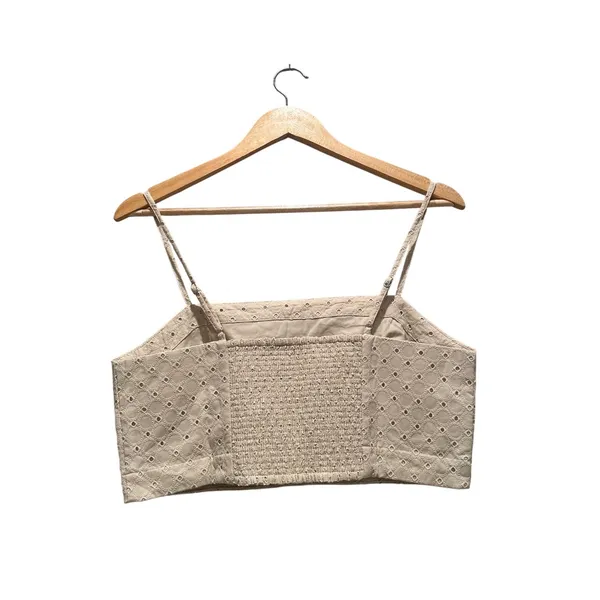 Banana‎ Republic Eyelet Cropped Cami Top Cream Medium Cotton Clean Girl Summer - Image 4