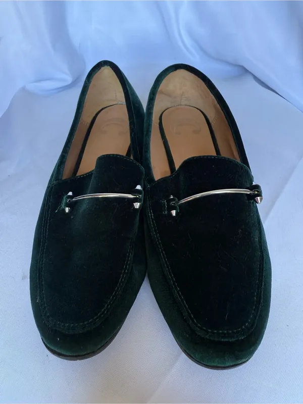 Charming Charlie Emerald Green Velvet Horsebit Loafers Size 7 - Image 4