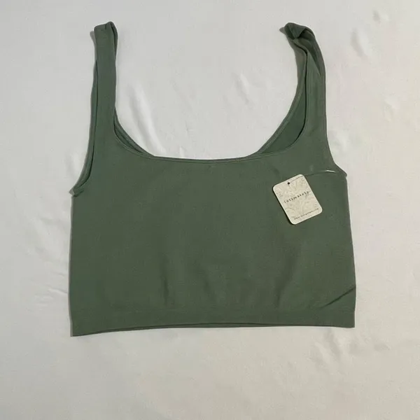 Free People Intimately Scoop Neck Crop Tank M/L Army Green Seamless NWT USA - Image 6