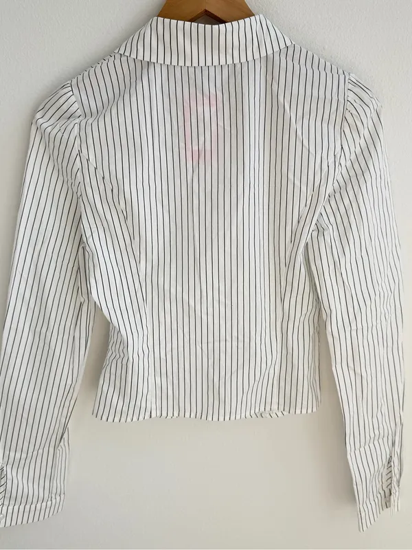 Edikted Striped Button Front Corset Shirt Top Black White XS NWT - Image 6
