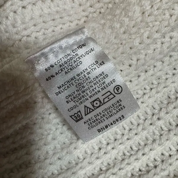 Loft tipped ribbed sweater‎ jacket cream navy blue trim xxs - Image 9