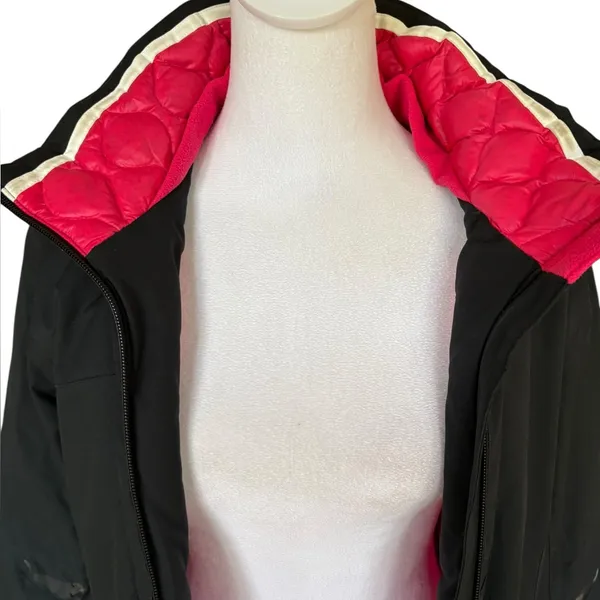 Spyder Duck Down Winter Jacket Black Shell Pink Interior Womens Size 10 Medium - Image 7
