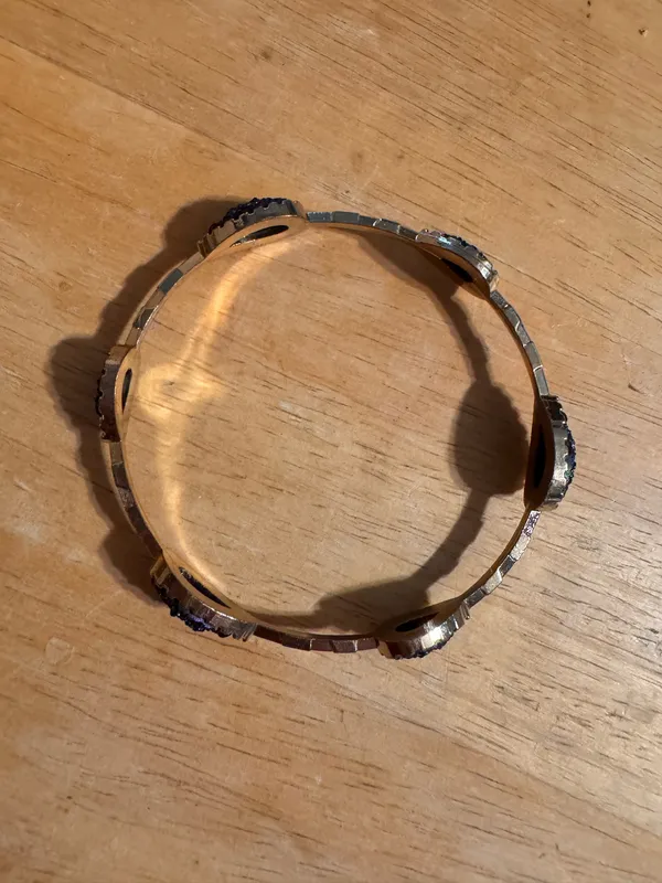 Gold Tone Faux Druzy Bangle Bracelet - Image 3