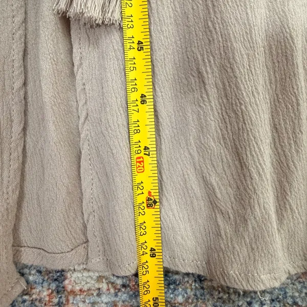 Baltic Born Jennifer Deep V Maxi Dress Small Taupe Crochet Flutter Sleeve Boho L - Image 7