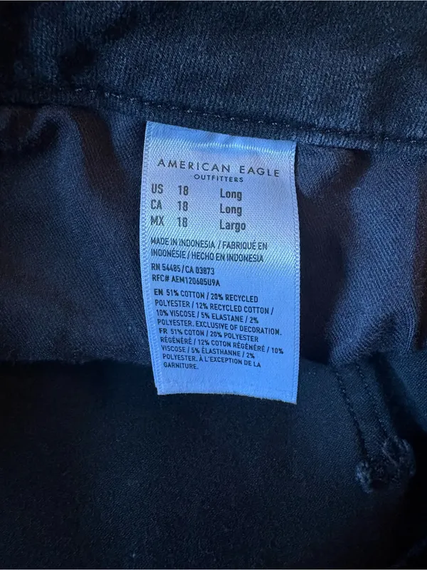 American Eagle Curvy High Rise Jegging Black Dream Stretch Womens Size 18 Long - Image 8