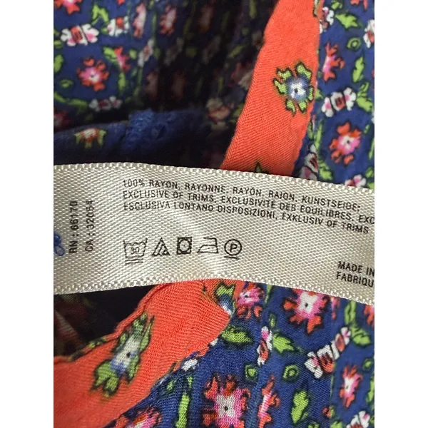 Anthropologie XL Blue Floral Wide Leg Cropped Jumpsuit Boho Adjustable Strap - Image 12