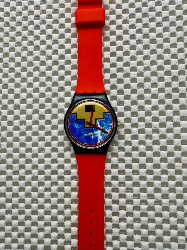 Swatch Watch Blue Flamingo GN114 Vintage 1991 - Image 2
